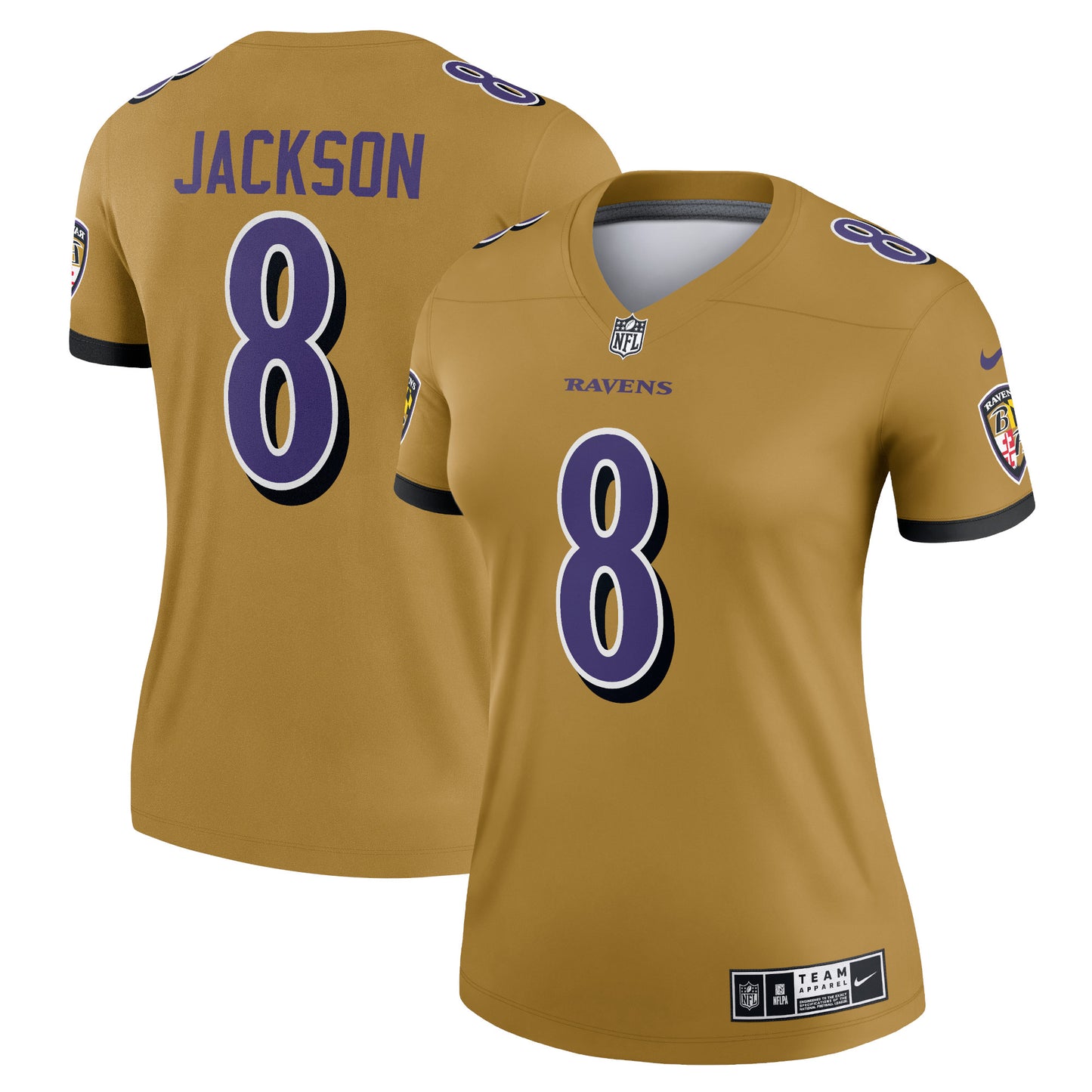 Lamar Jackson Baltimore Ravens Nike Women's Inverted Legend Jersey - Gold